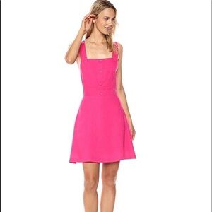 ✅ NWT J.O.A. Women's LINEN Fit and Flare Sleeveless HOT PINK Dress SIZE X-SMALL